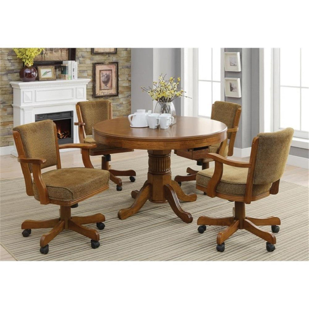 Coaster Mitchell 5-piece Wood Game Table Set Amber and Brown