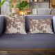 Plutus Brown Cowhide Animal Luxury Throw Pillow, 22"x22"