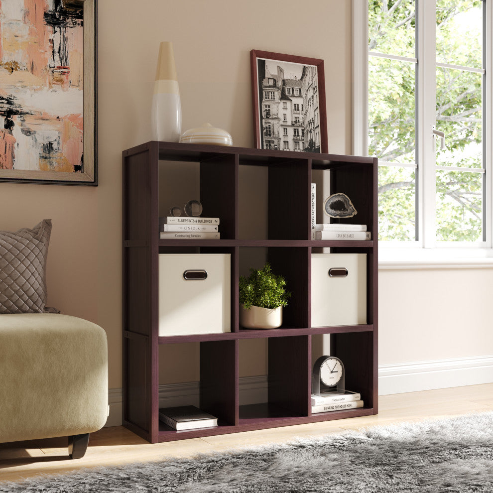 Solid Wood 9 Cube Storage Organizer, Espresso