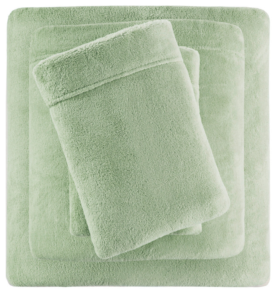 True North by Sleep Philosophy Knitted Plush Sheet Set, Green, Full