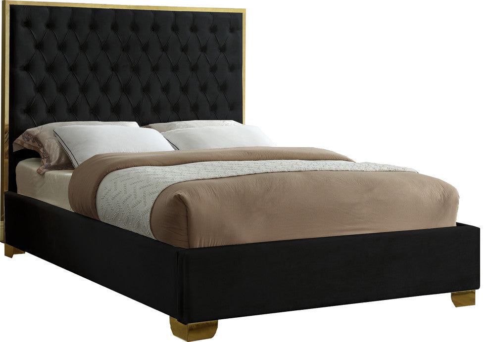 Lana Velvet Bed, Black, Queen