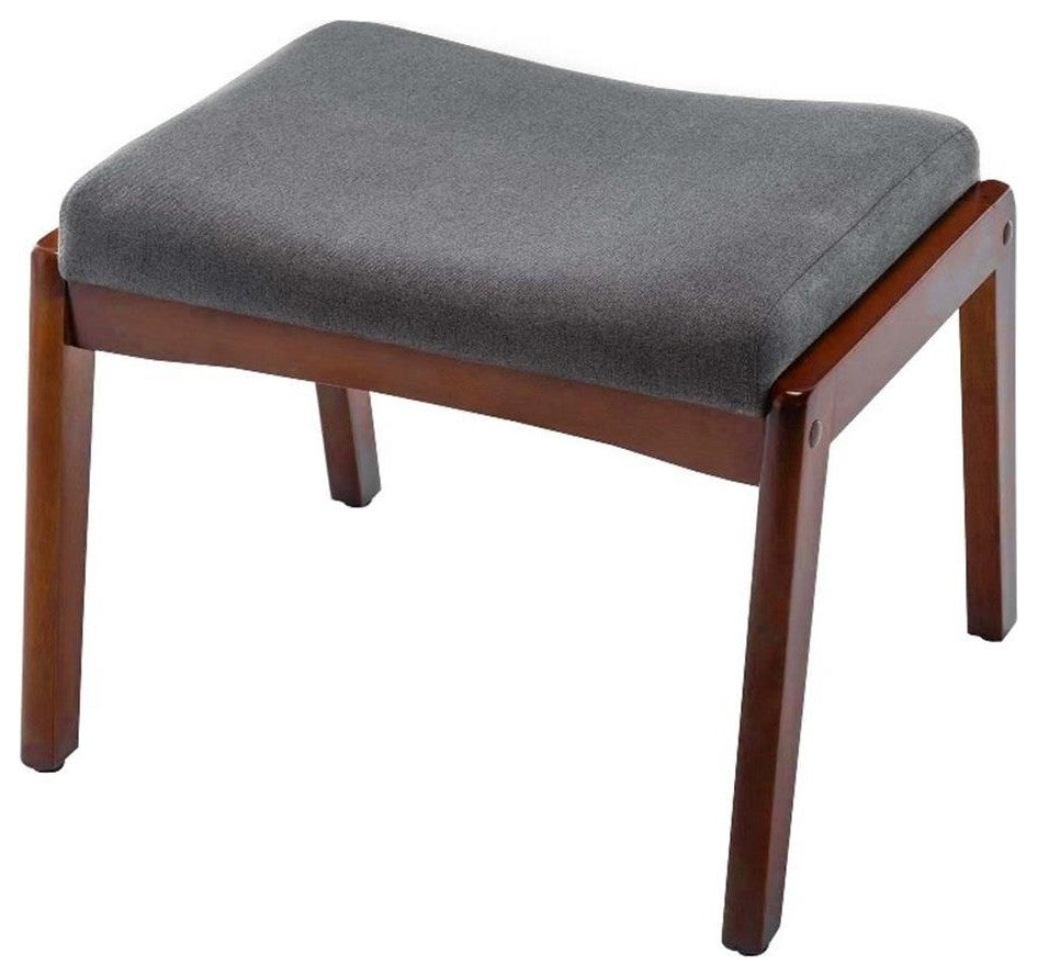 Designs4Comfort Natalie Accent Ottoman Stool in Gray Fabric and Espresso Wood