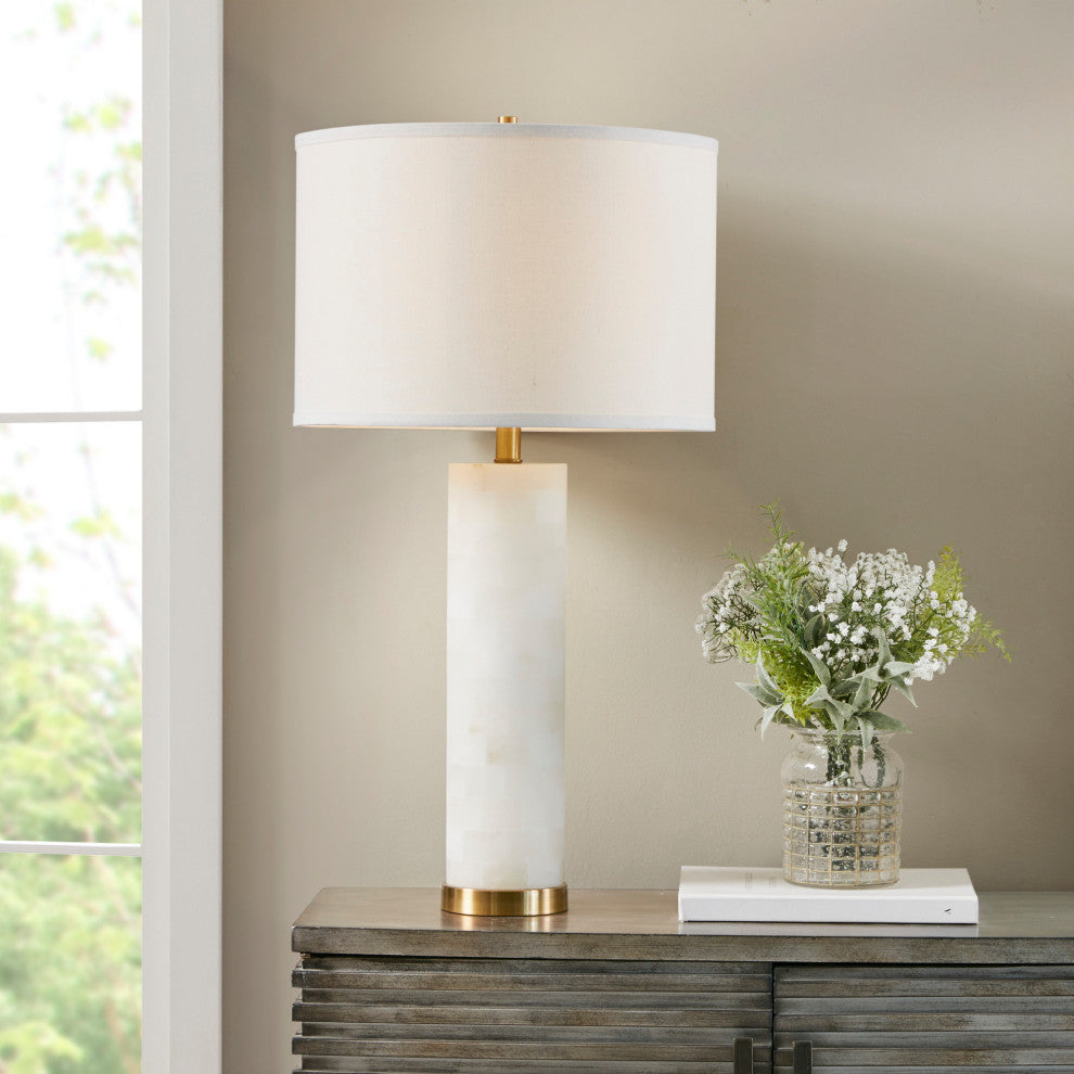 Ink+Ivy Prague Alabaster Table Lamp White/Gold