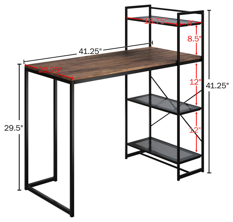 All-in-One Computer Desk, Shelves Modern Industrial Stylefor Home Office