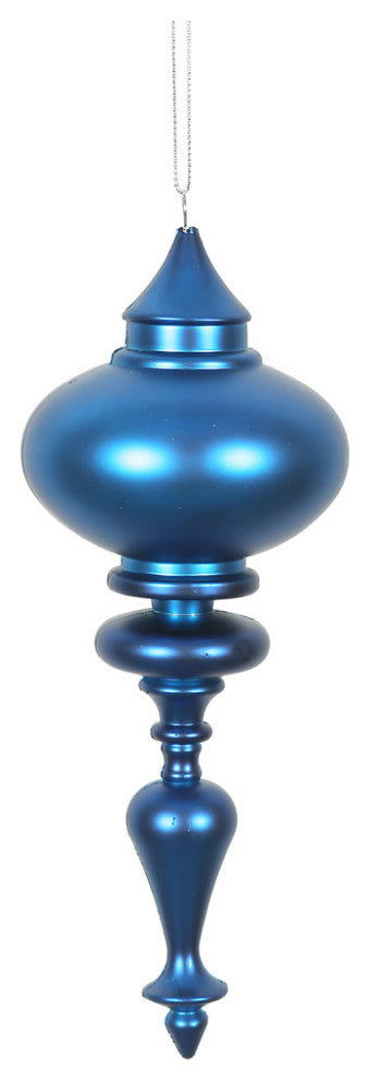 Vickerman N175002D 8" Blue Matte Finial Ornament, Pack of 3