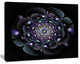 Blue and Black Fractal Flower, Floral Canvas Art Print, 40"x30"