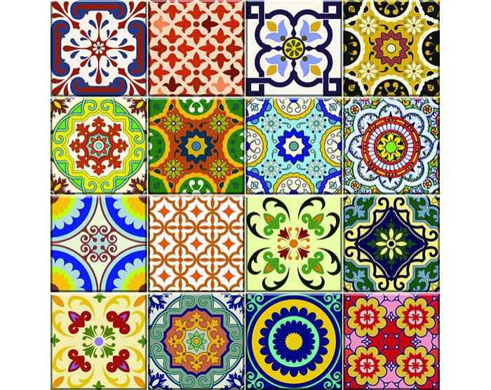 7" X 7" Mediterranean Brights Peel And Stick Removable Tiles