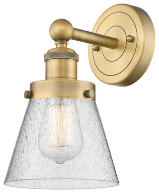 Small Cone 1-Light 7" Sconce, Brushed Brass Finish, Seedy Shade