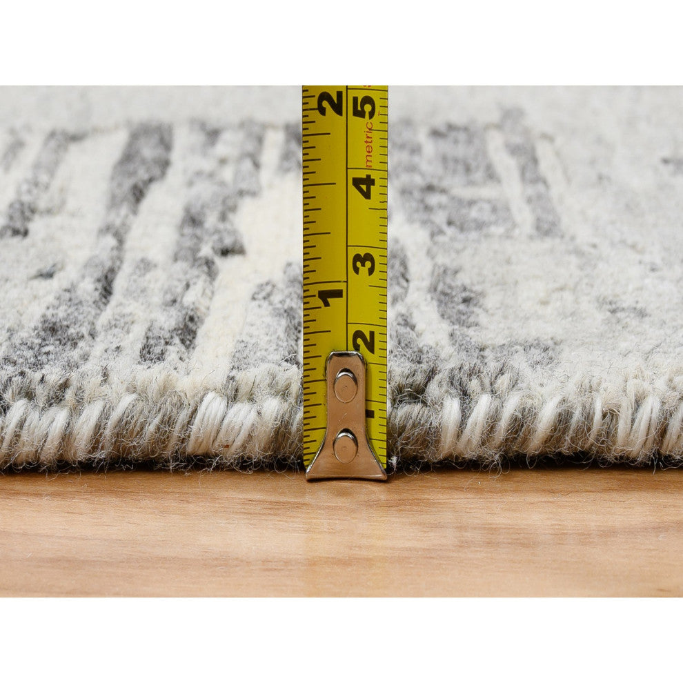 Light Gray Hand Knotted Modern Hand Spun Wool Mat Oriental Rug, 2'1"x3'1"