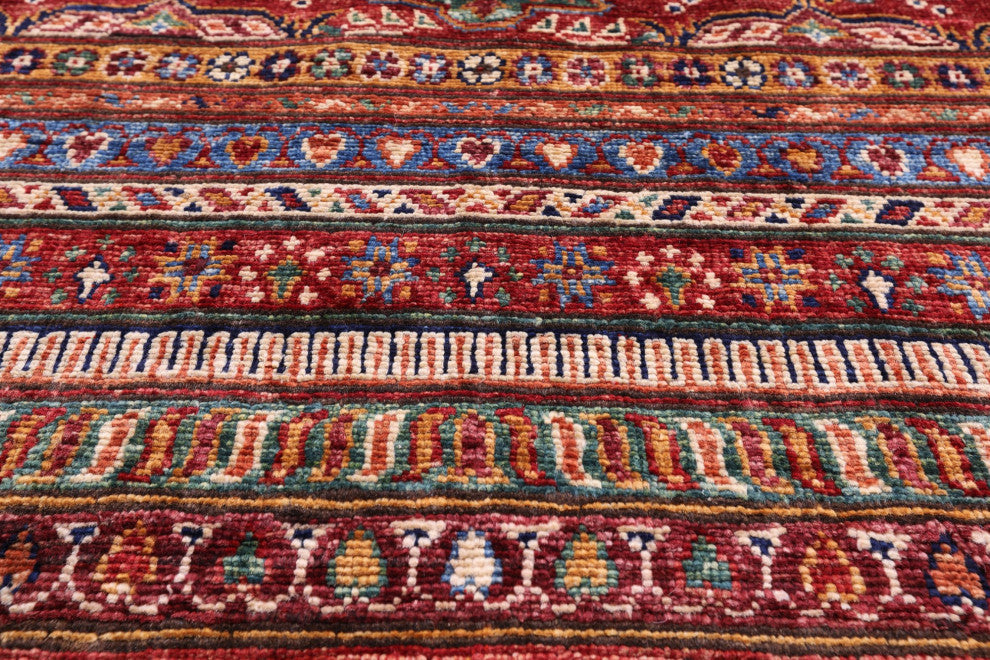 10' Round Khorjin Super Kazak Handmade Rug Q9953