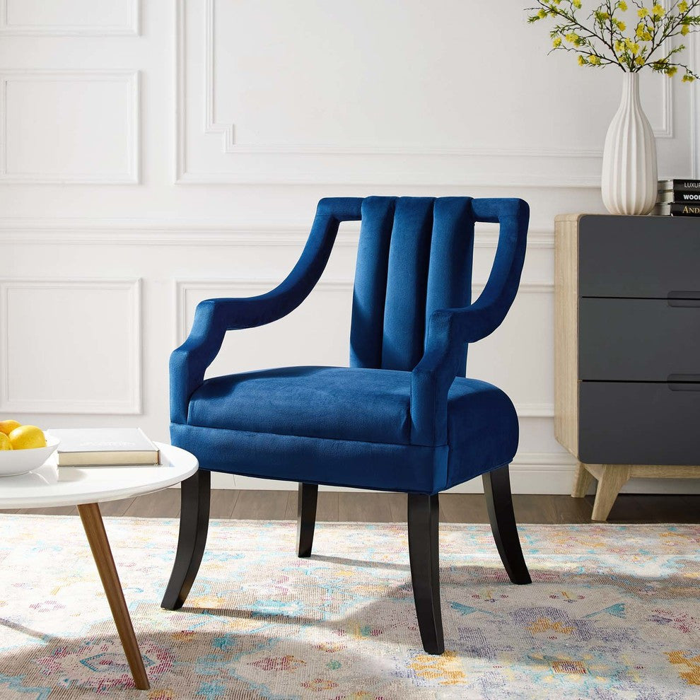 Harken Performance Velvet Accent Chair Navy
