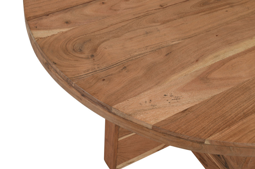 Fernious 48" Round Dining Table, Natural Finish on Mango Solid Wood