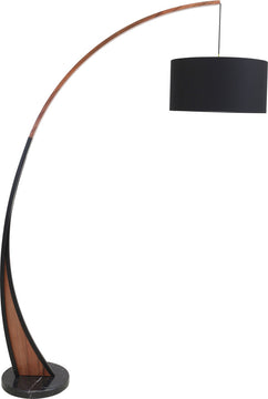 Noah Mid-Century Modern Floor Lamp With Walnut Wood Frame and Marble Base
