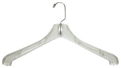 Plastic Top/Coat Hanger, Clear, Chrome Finish, Set of 100