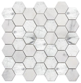 12 in. x 12 in. Marble Mosaic Wall Tile, Hexagon