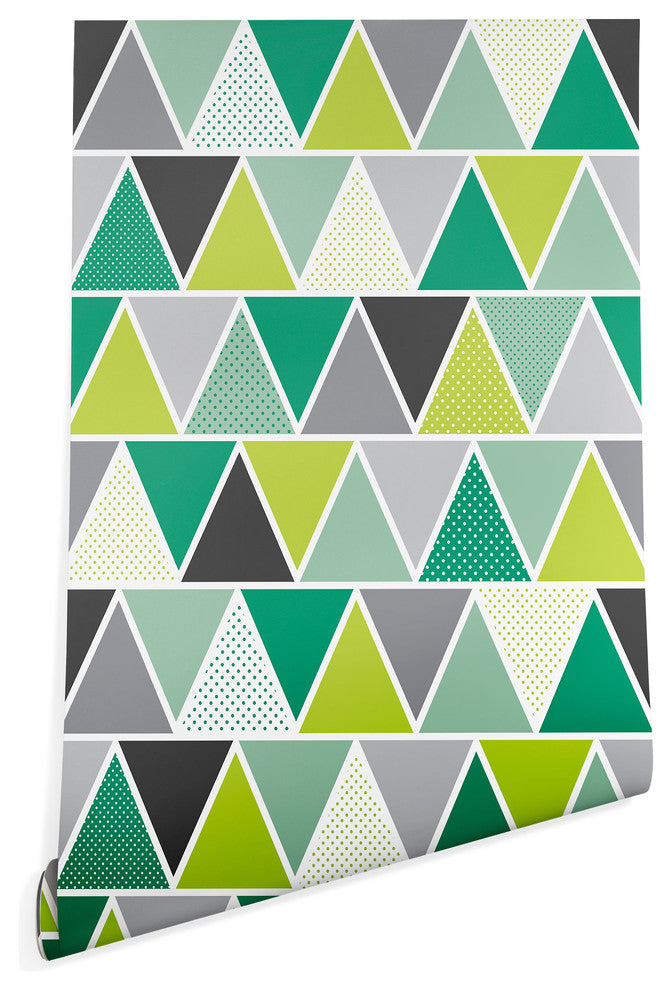 Deny Designs Heather Dutton Emerald Triangulum Wallpaper, Green, 2'x8'