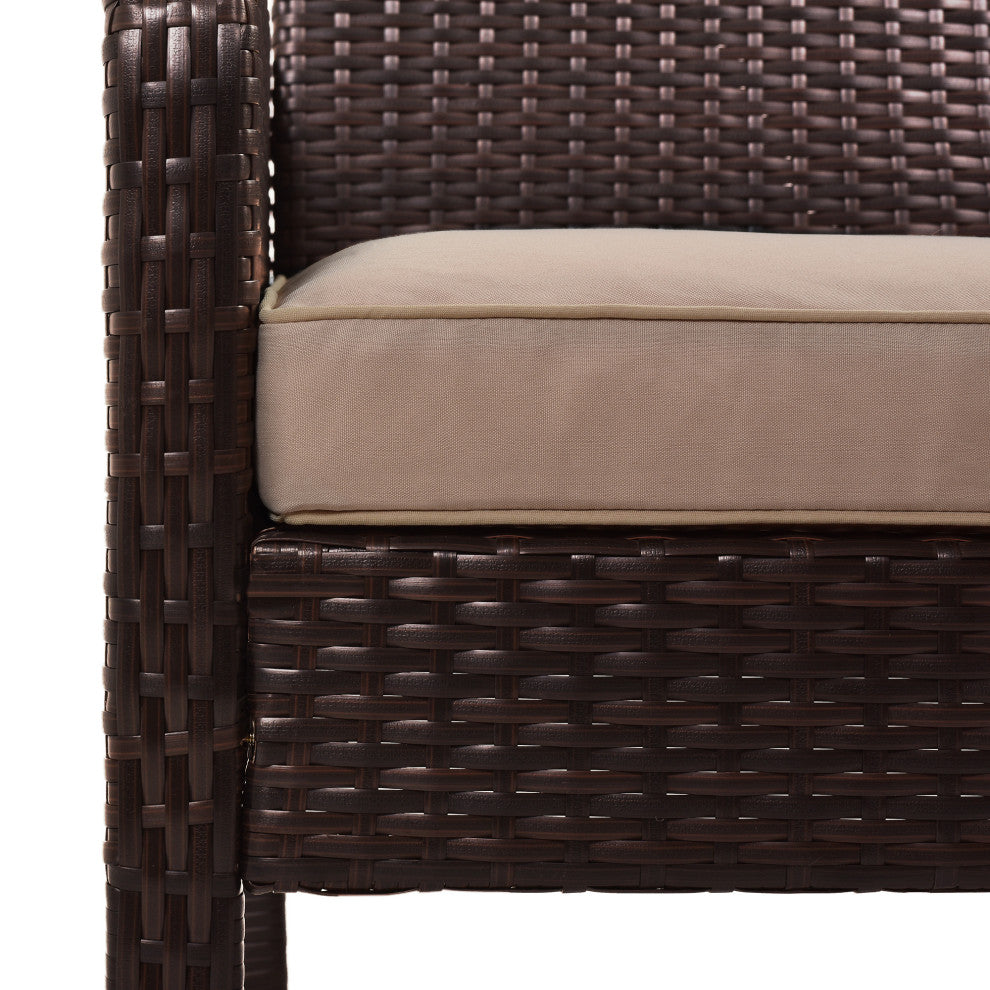6 Pieces Outdoor Rattan Patio Sectional Sofa Set With Dining Table, Coffee