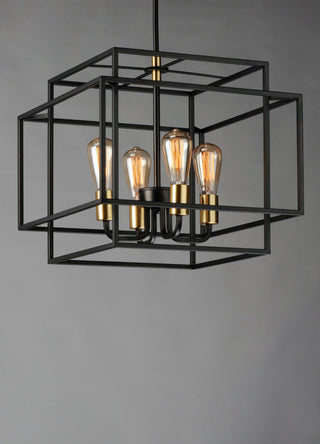 Maxim 10247 Liner 4 Light 18"W Pendant - Black / Satin Brass