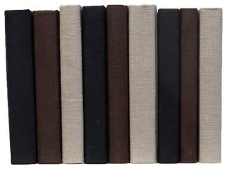 Decorative Books - Onyx & Brown Linen Wrapped Book Bundle - 1 foot of Black and Brown Books