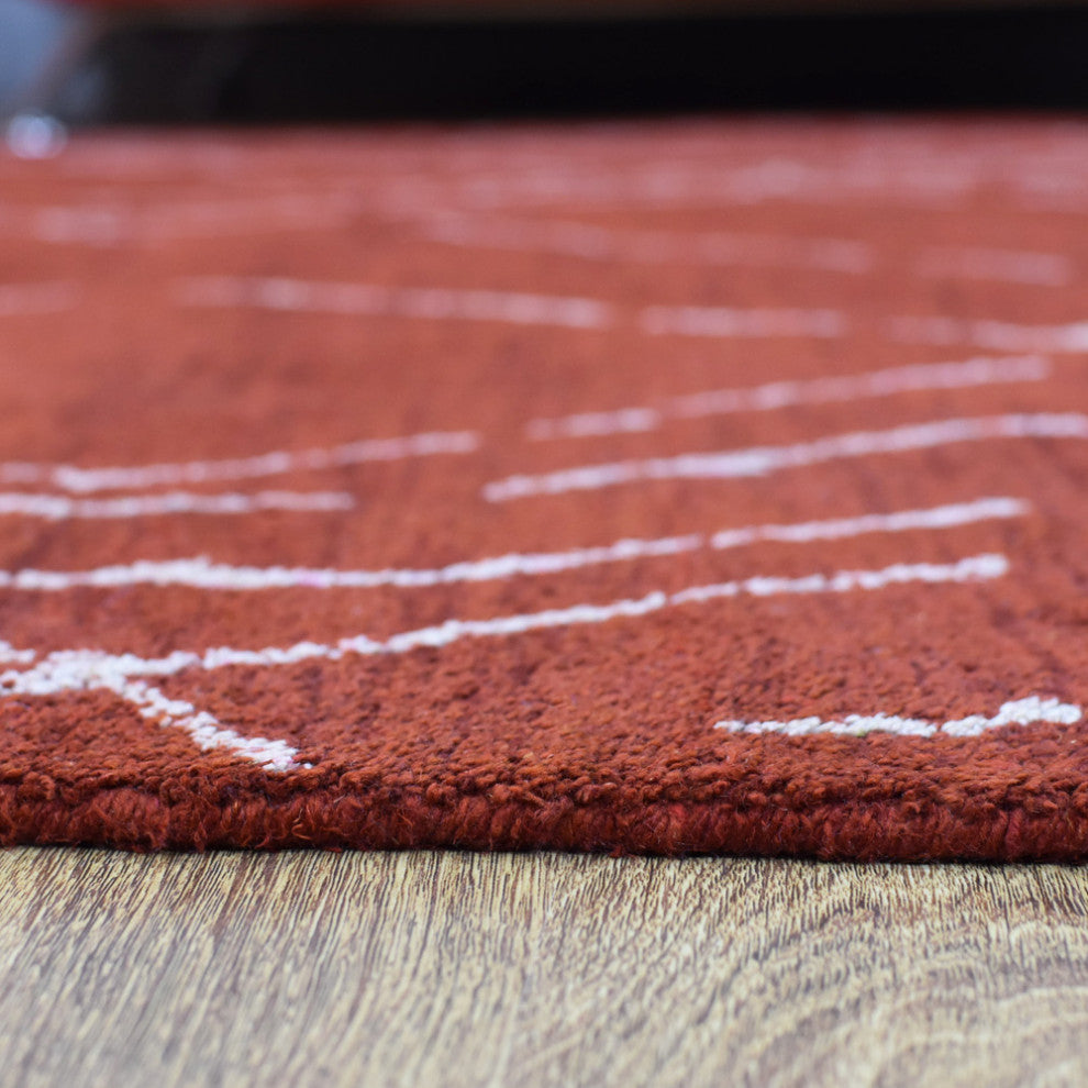 HAND KNOTTED LOOM SILK ECO-FRIENDLY RUG-5'x8',Rectangle,Red White,Contempor