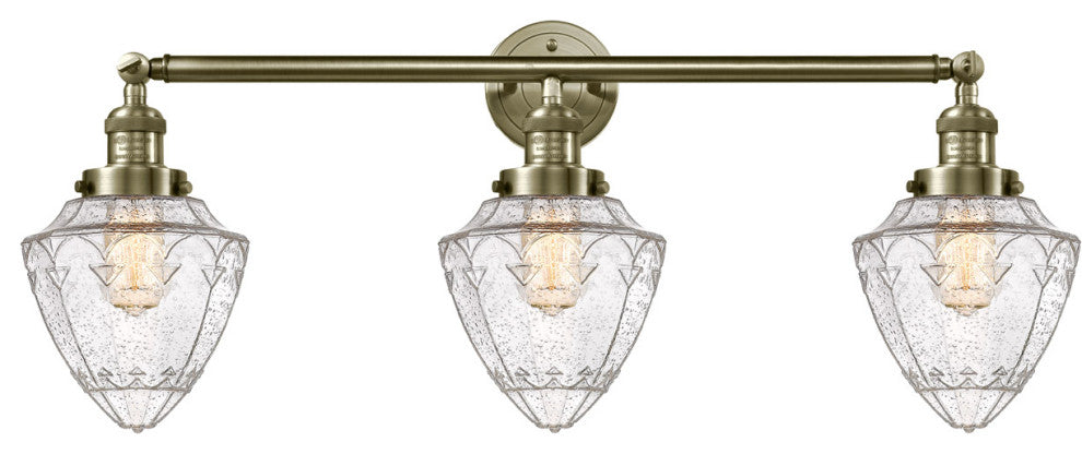 Innovations 205-AB-G664-7-LED 3 Light Bath Vanity Light, Antique Brass