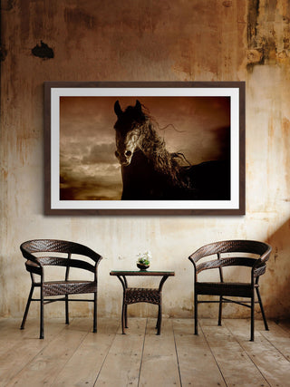 "Friesian Fire" Framed Painting Print, 36x24