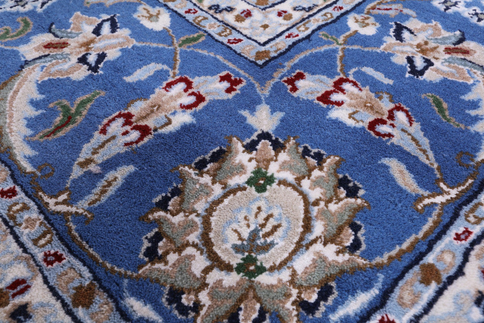 8' 0" X 10' 1" Hand Knotted Wool & Silk Persian Nain Rug - Q14887
