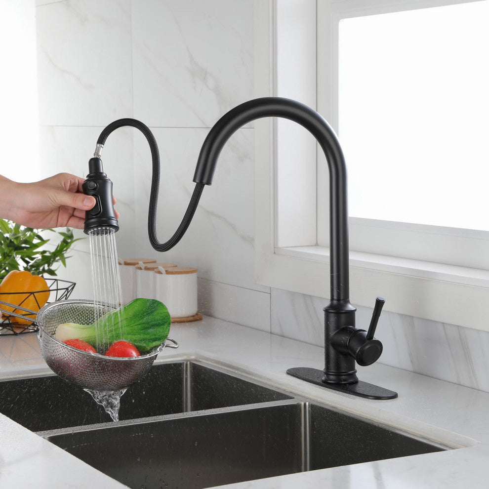 Touch Kitchen Sink Faucet With Pull Down Sprayer, Single-Handle, Matte Black