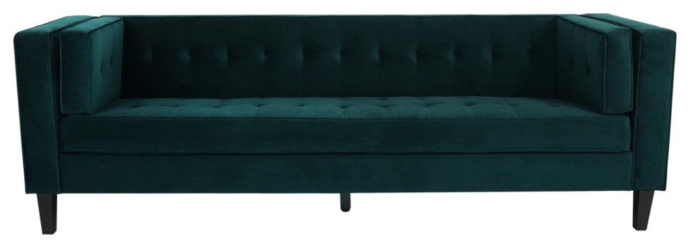 Sororia Velvet 3-Seater Low Profile Sofa, Green