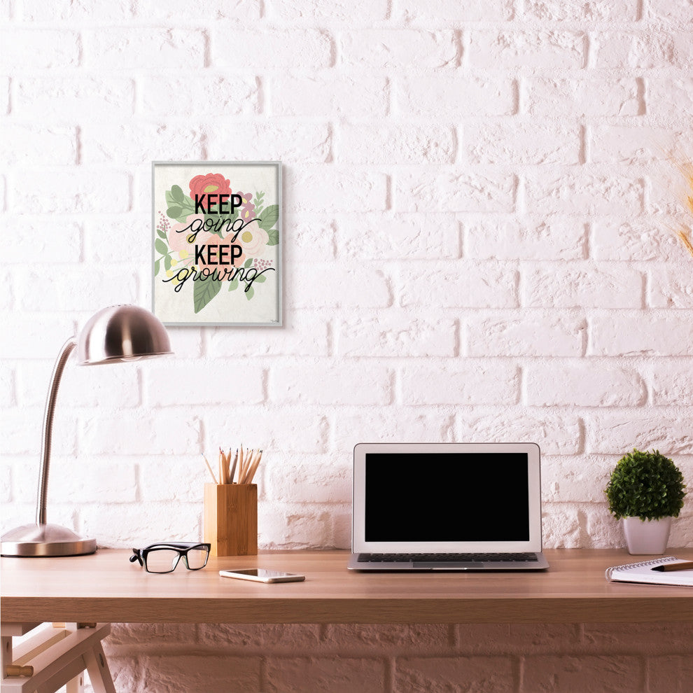 Keep Growing Flower Drawing Inspiring Word Design, 11"x14"