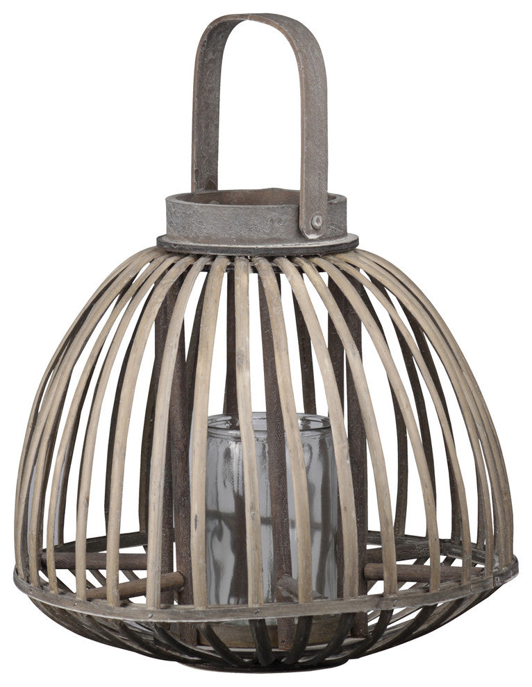 Bamboo Round Bellied Lantern, Dark Elm