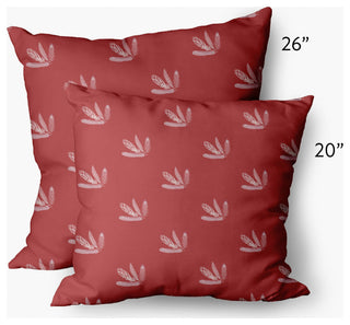 Feather Pattern Decorative Throw Pillow, Ligonberry Red, 26"x26"