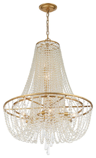 Arcadia Nine Light Chandelier in Antique Gold