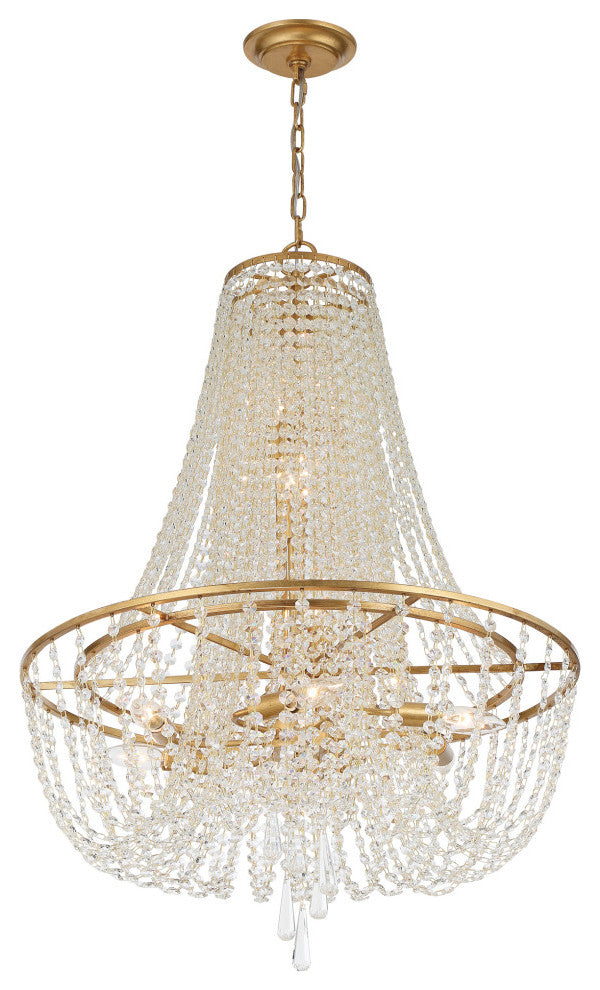 Arcadia Nine Light Chandelier in Antique Gold