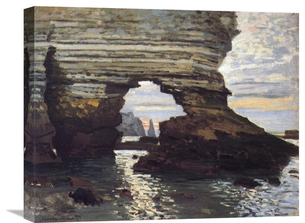 "Cliff At Etretat" Stretched Canvas Giclee by Claude Monet, 22"x18"