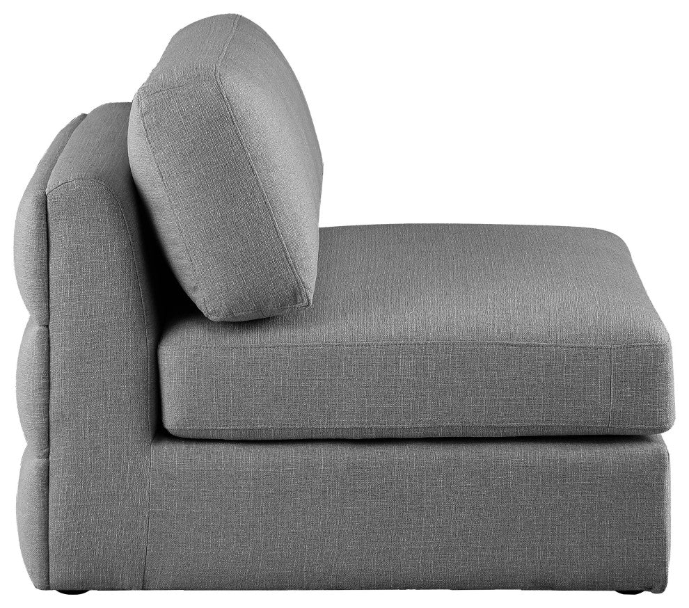 Beckham Beige Durable Linen Textured Fabric Armless, Grey, Armless Chair