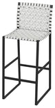 Urban Woven Leather Rectangular  28 Barstool, White