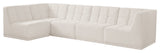 Relax Velvet Upholstered 5-Piece L-Shaped Modular Sectional, Cream