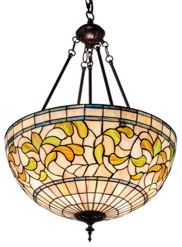 Meyda Lighting 232184 20" Wide Tiffany Turning Leaf Inverted Pendant