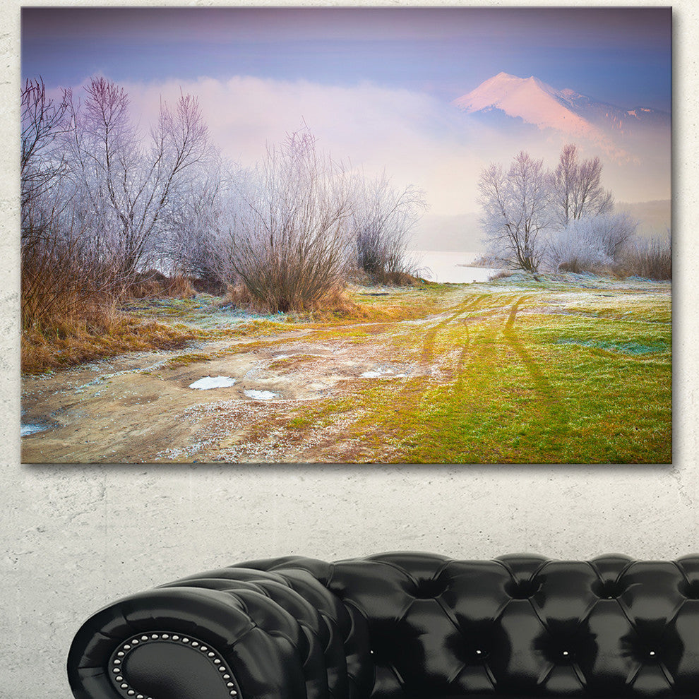 Beautiful Foggy Autumn Sunset, Large Landscape Canvas Art Print, 40"x30"
