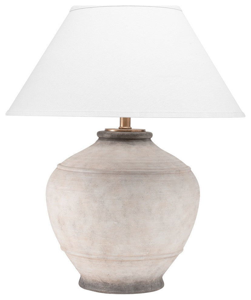 Malta 1 Light Table Lamp, Ash Finish, White Belgian Linen Shade