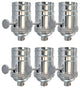 Royal Designs, Inc. On/Off Turn Knob Lamp Socket, Polished Nickel, Set of 6