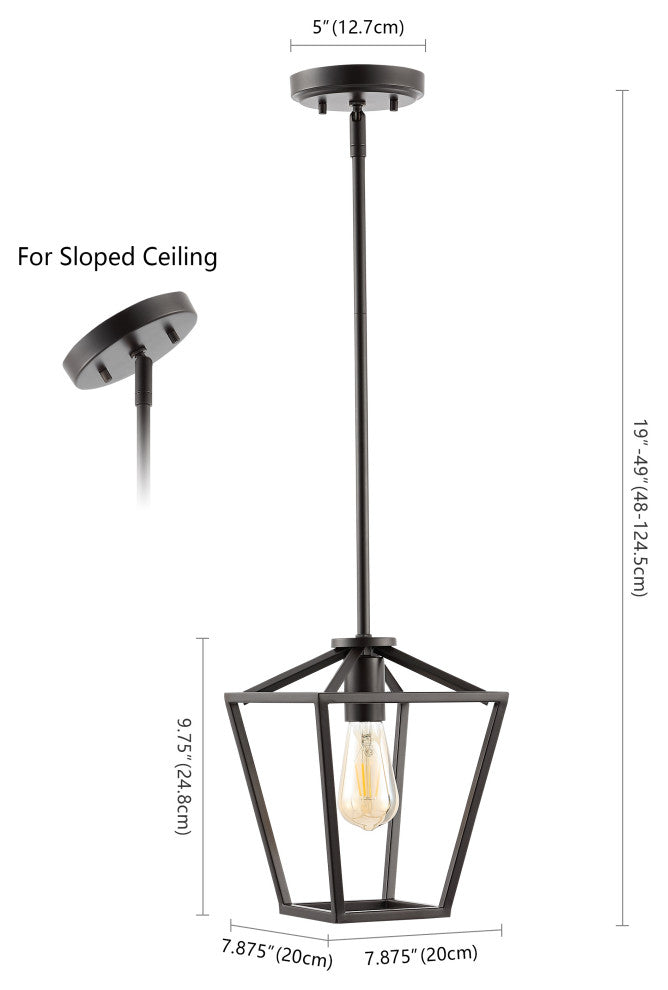 Grace Industrial Farmhouse Iron LED Pendant, Oil Rubbed Bronze, 1-Light