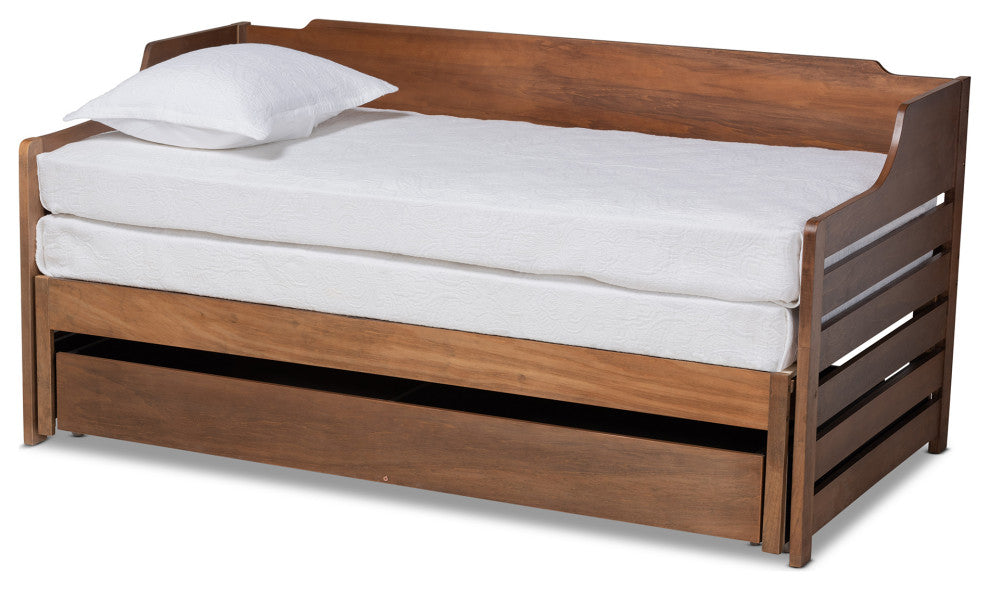 Norwood Modern Farmhouse Expandable Daybed, Walnut Effect