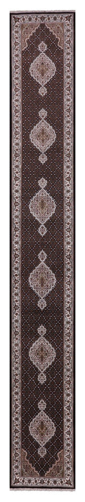 Runner Persian Tabriz Wool and Silk Hand Knotted Rug 2' 8" X 19' 10" Q5976