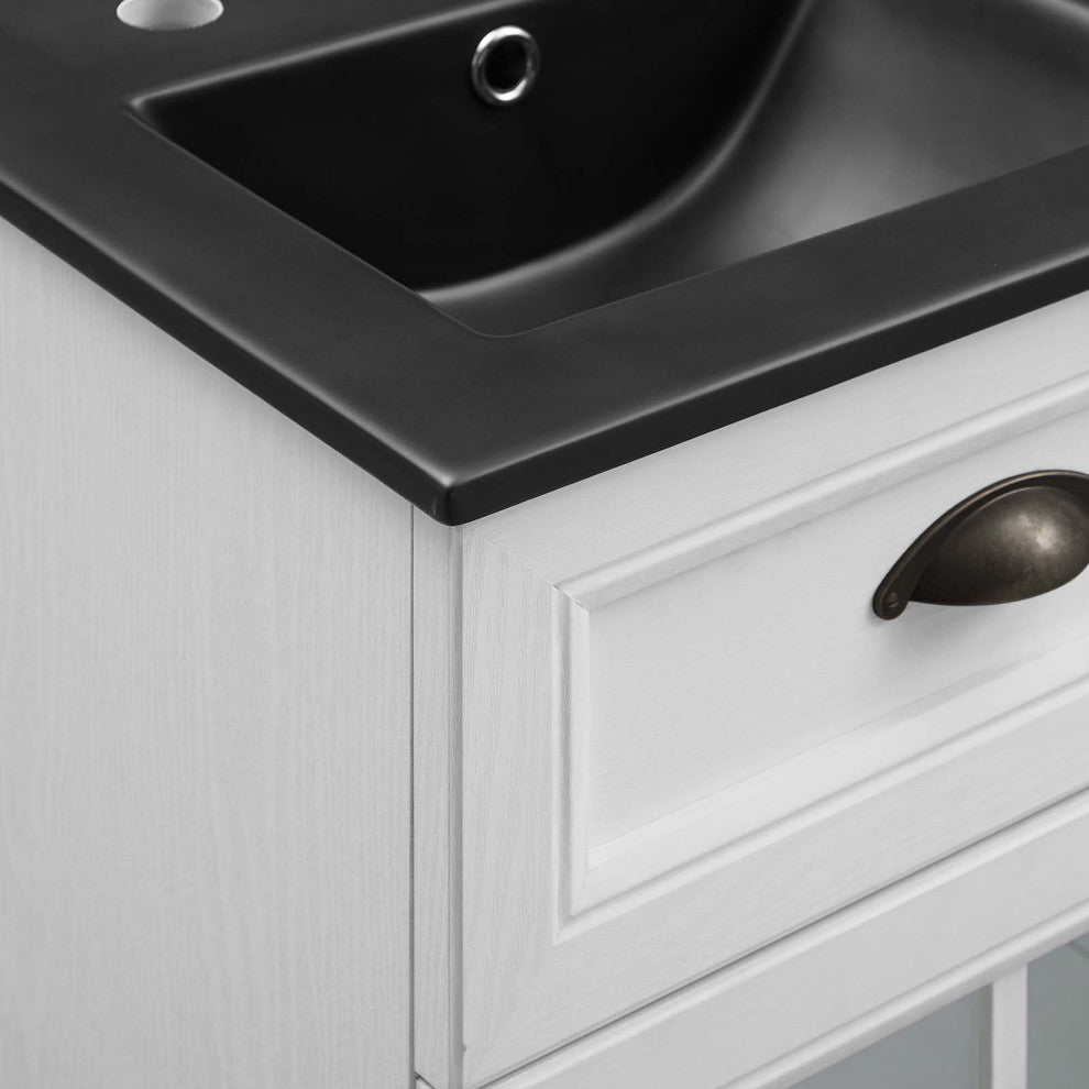 Isle 18" Bathroom Vanity Cabinet White Black -5475