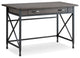 Transitional Desk, X Matte Black Sides & Drawer With Drop Down Front, Smoke Gray