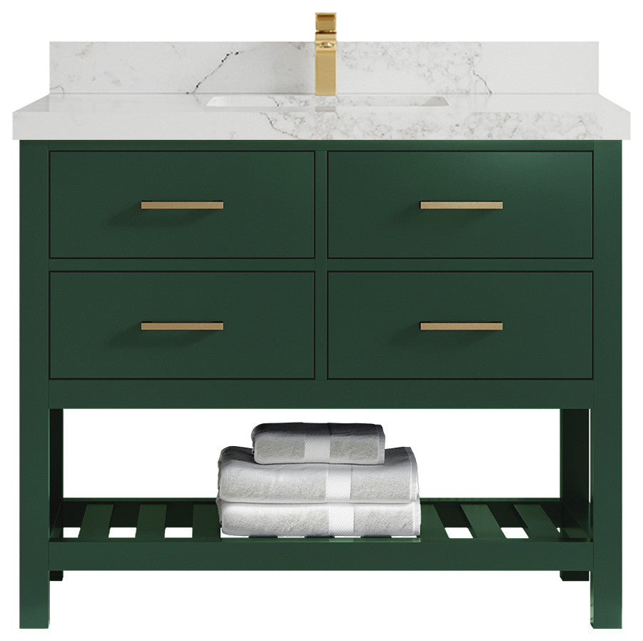 Parker 42 Single Sink Bath Vanity in Lafayette Green  2" Calacatta Nuvo