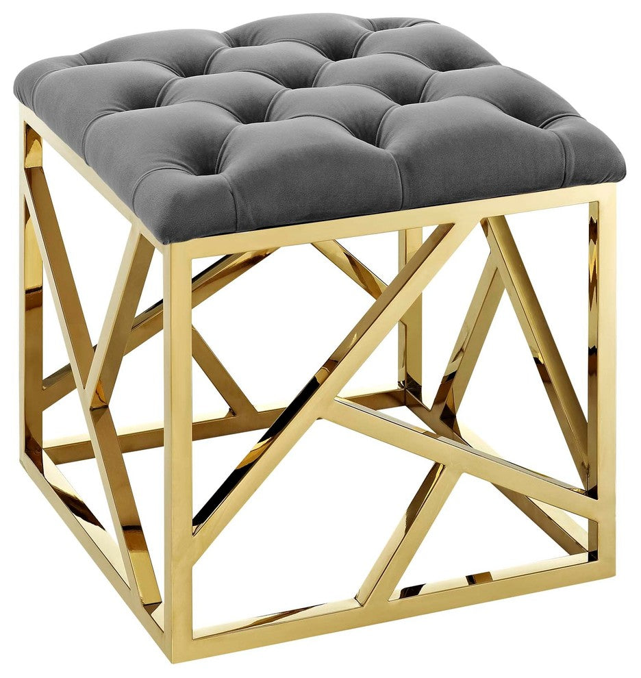Modway Intersperse Ottoman, Gold Gray