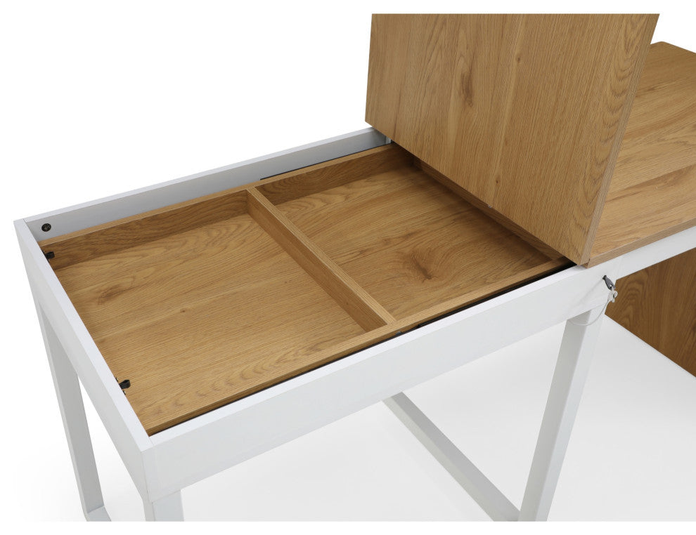 Loft Lyfe Arwen Desk, Extendable, Space Saving Design, Natural/White